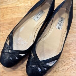 Jimmy Choo Black Leather Flats